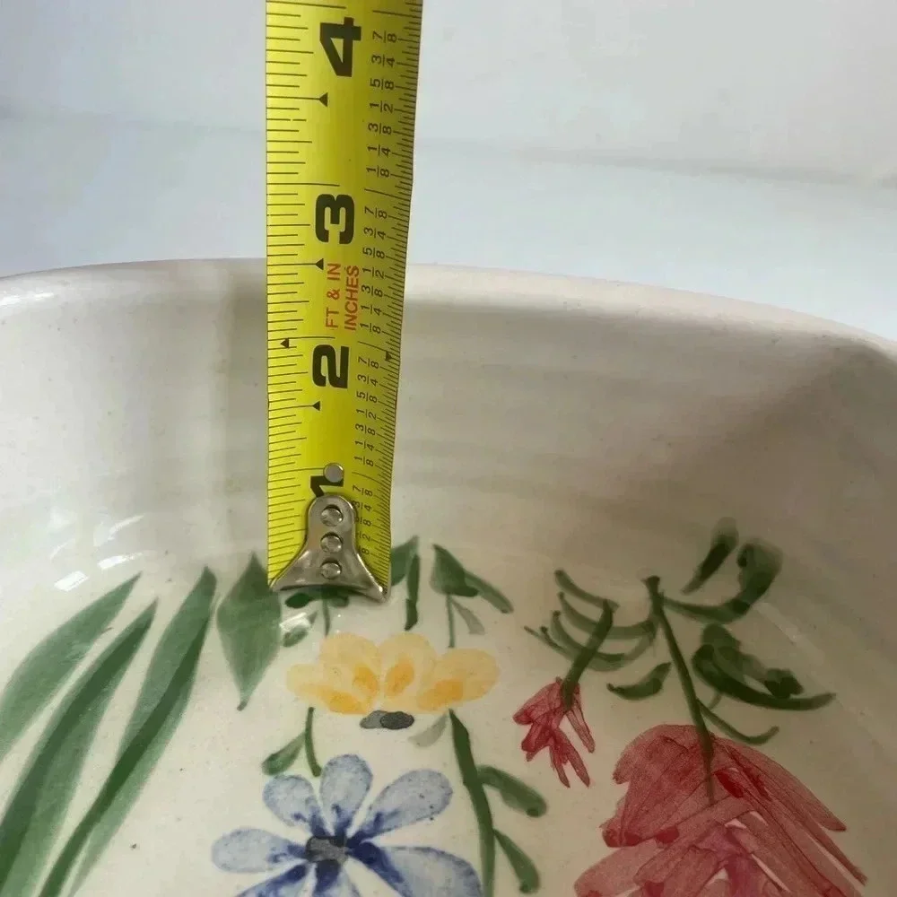 Mississippi Mud pottery Serving Dish Floral like new 7x7x3 Hand Thrown Alton, IL
